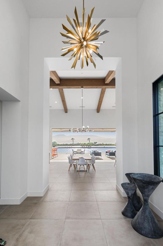 Dining room, Interior, Pendant Lights, Wooden Beams