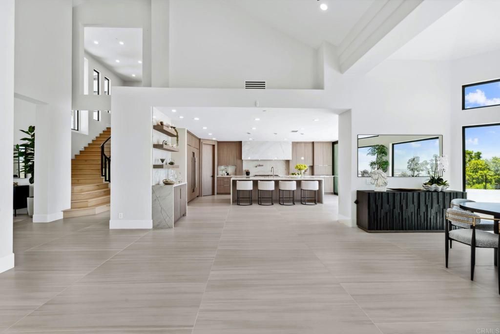 Interior, Kitchen, Marble Walls, Pendant Lights, Recessed Lighting