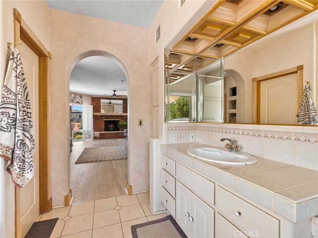 Bathroom, Interior, Tile Countertops, Wood Texture Flooring