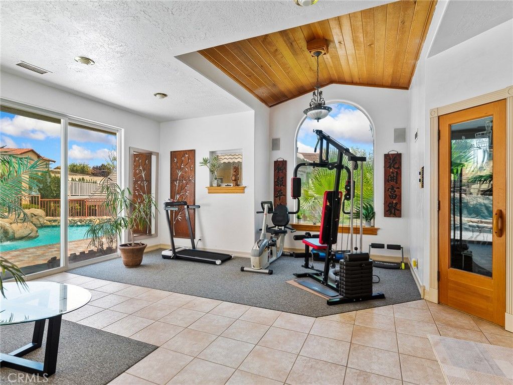 Fitness Equipment, Interior, Pendant Lights, Wooden Ceilings