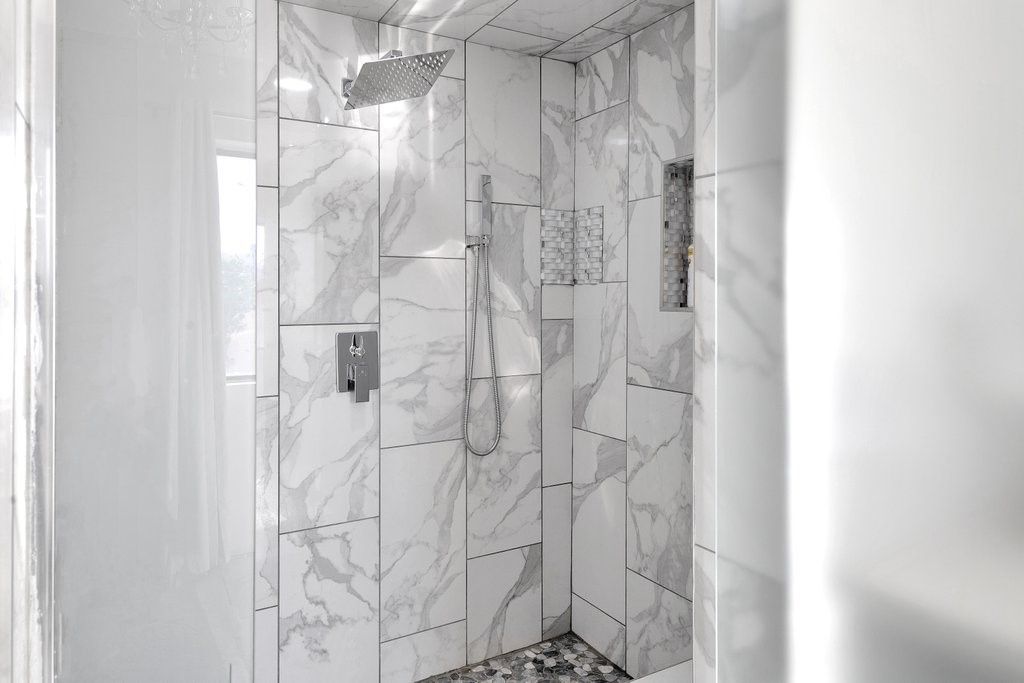 Bathroom, Glass Shower, Interior, Marble Walls