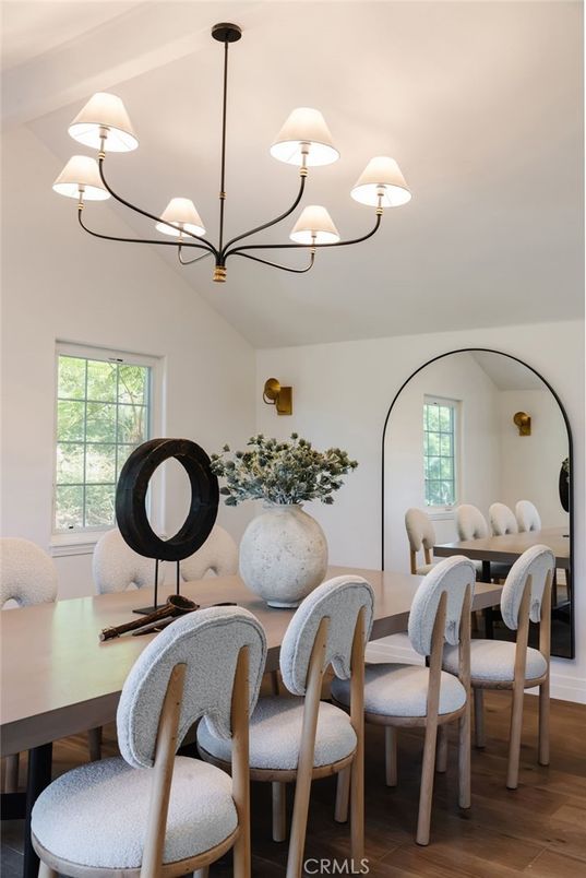 Chandelier, Dining room, Interior, Pendant Lights, Wood Texture Flooring