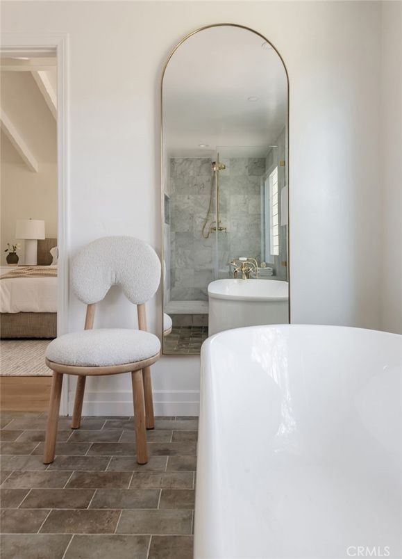 Bathroom, Bedroom, Free Standing Baths, Glass Shower, Interior, Marble Walls