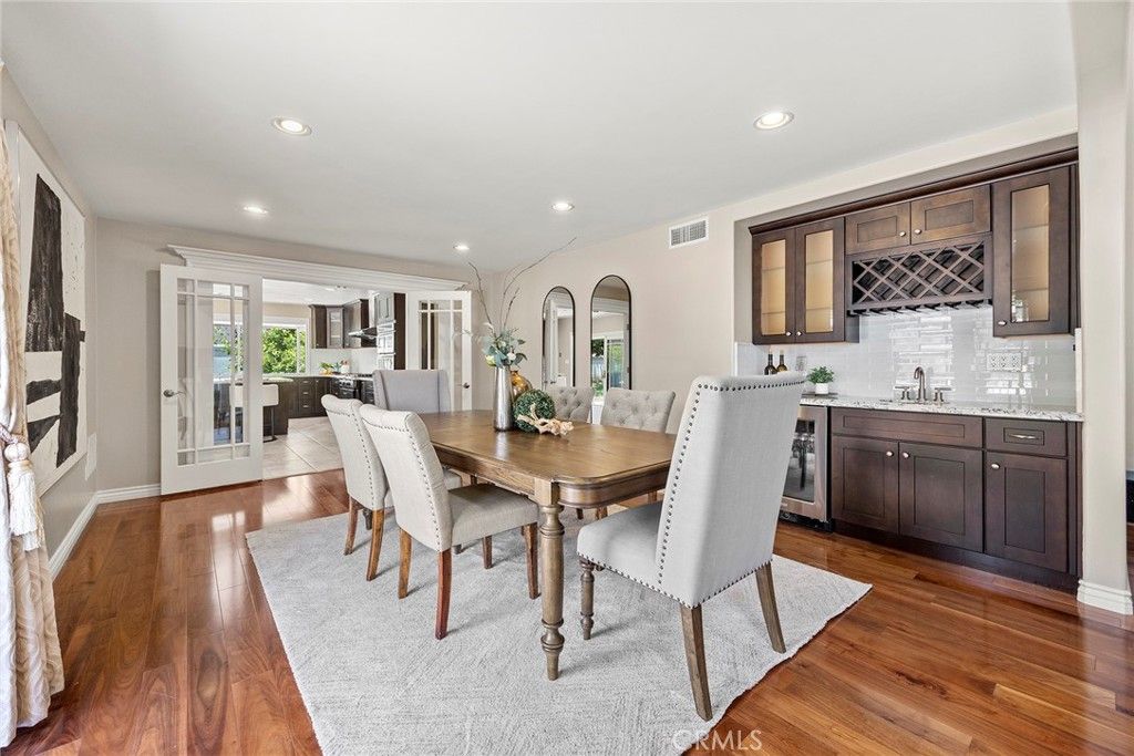 Dining room, Interior, Recessed Lighting, Wood Texture Flooring