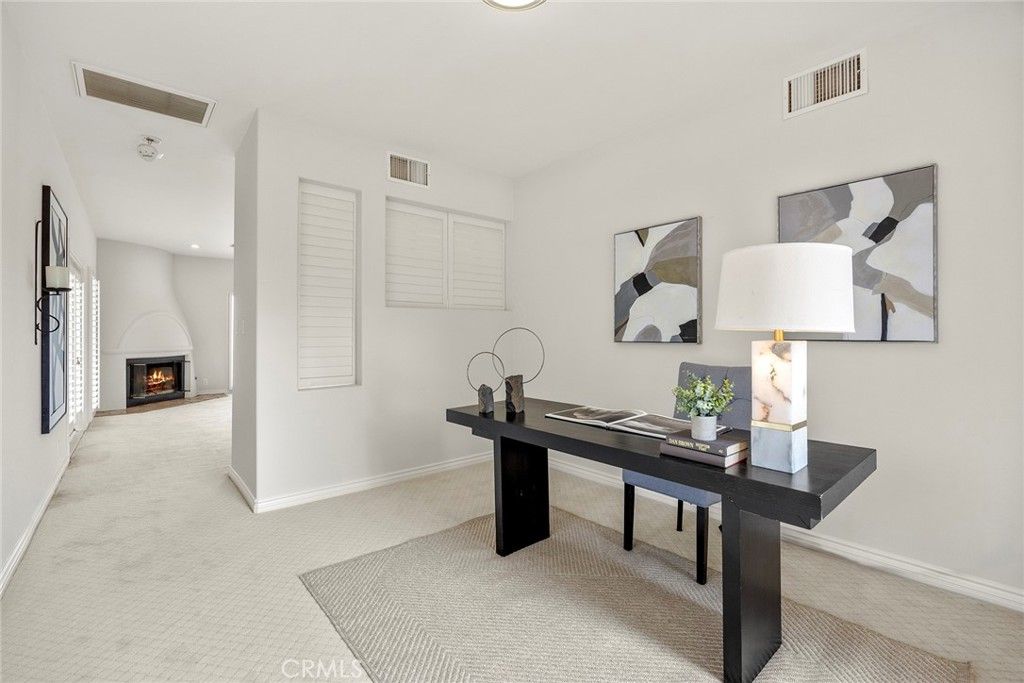 Fireplace, Home Office, Interior, Recessed Lighting