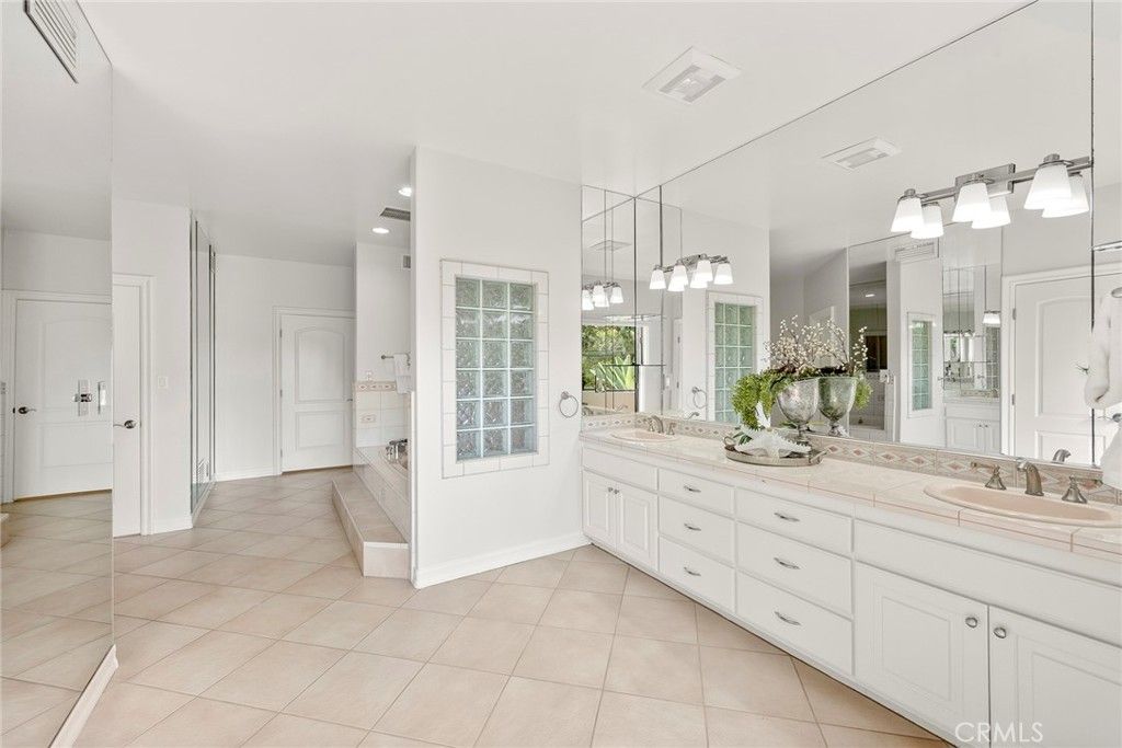 Bathroom, Dual Sink Vanities, Interior, Recessed Lighting, Tile Countertops
