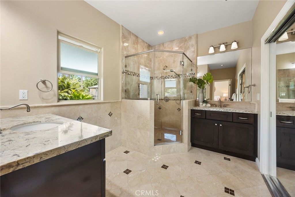 Bathroom, Dual Sink Vanities, Glass Shower, Interior, Recessed Lighting