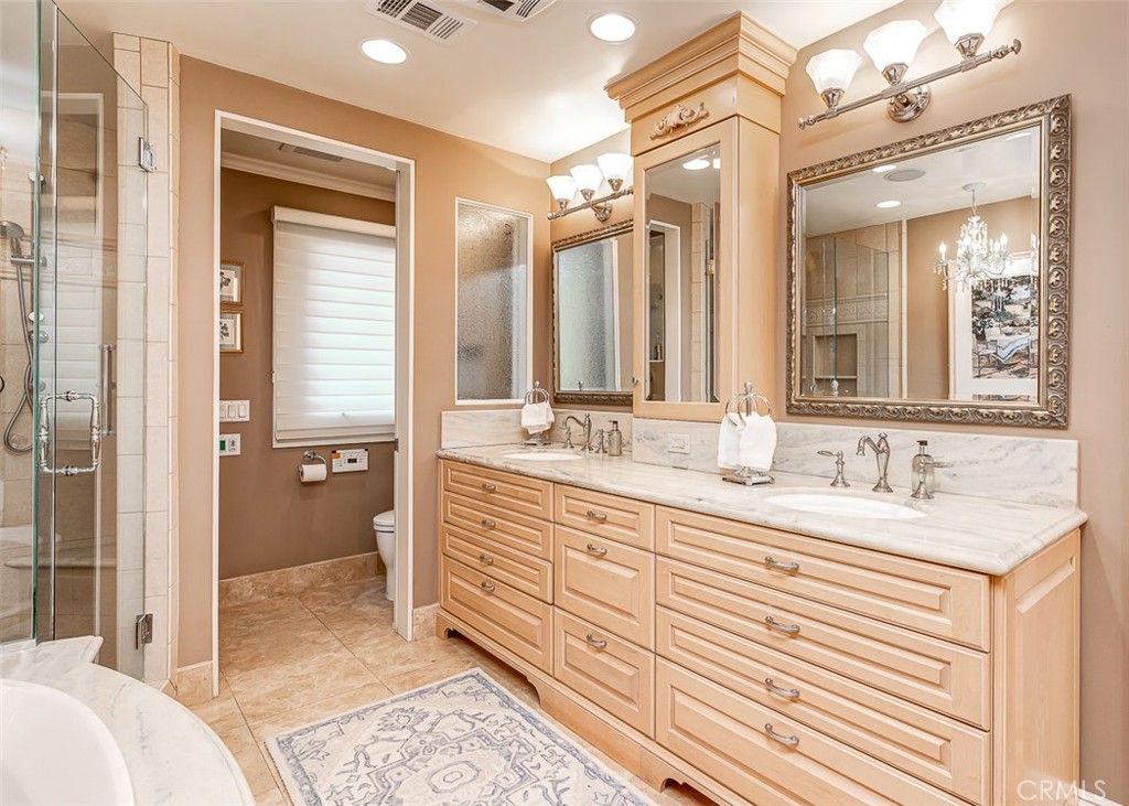 Bathroom, Dual Sink Vanities, Glass Shower, Interior, Recessed Lighting
