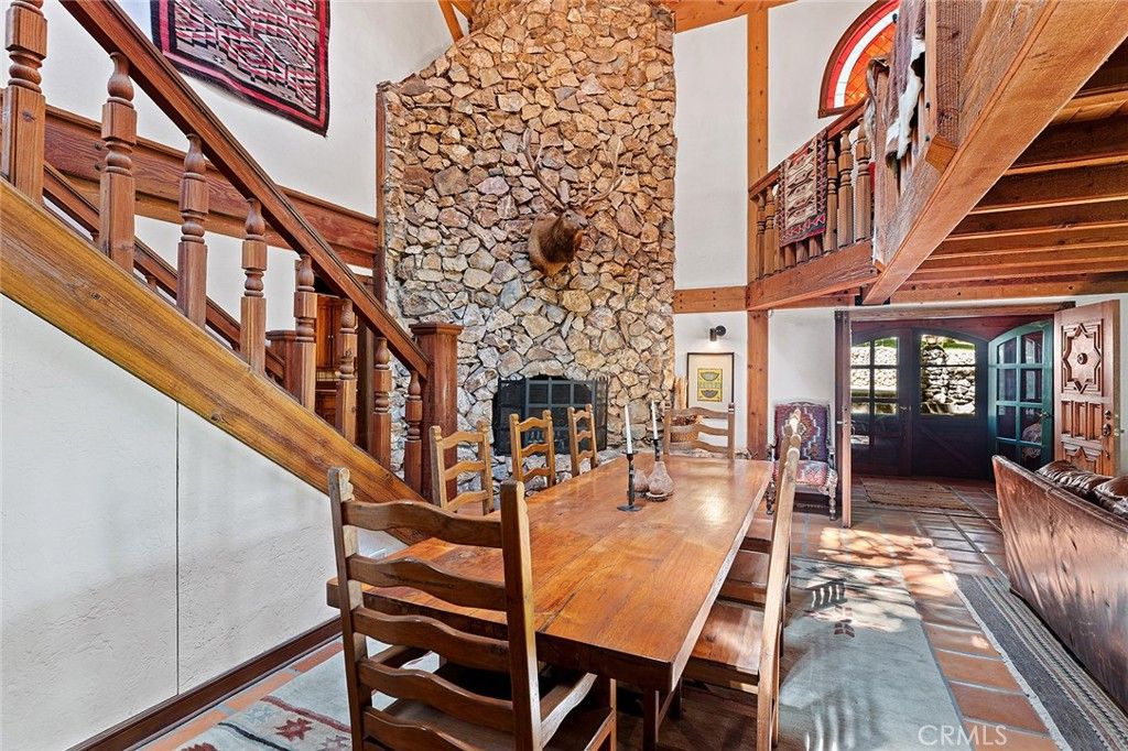 Dining room, Fireplace, Interior, Stone Walls, Wooden Beams