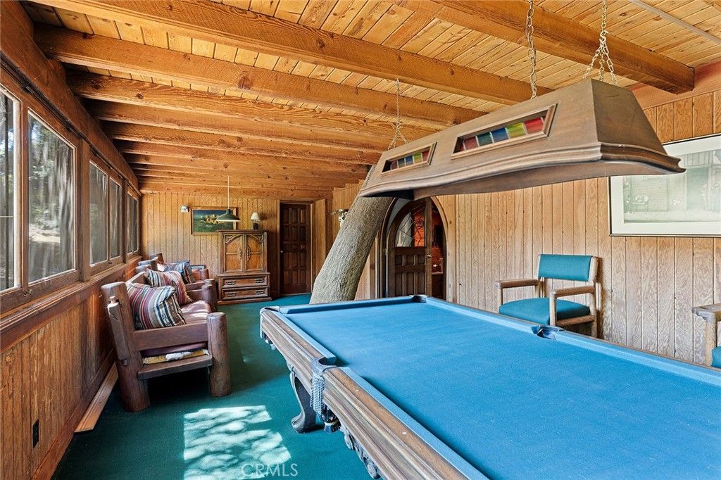 Billiard Table, Game Room, Interior, Wooden Beams, Wooden Ceilings, Wooden Walls