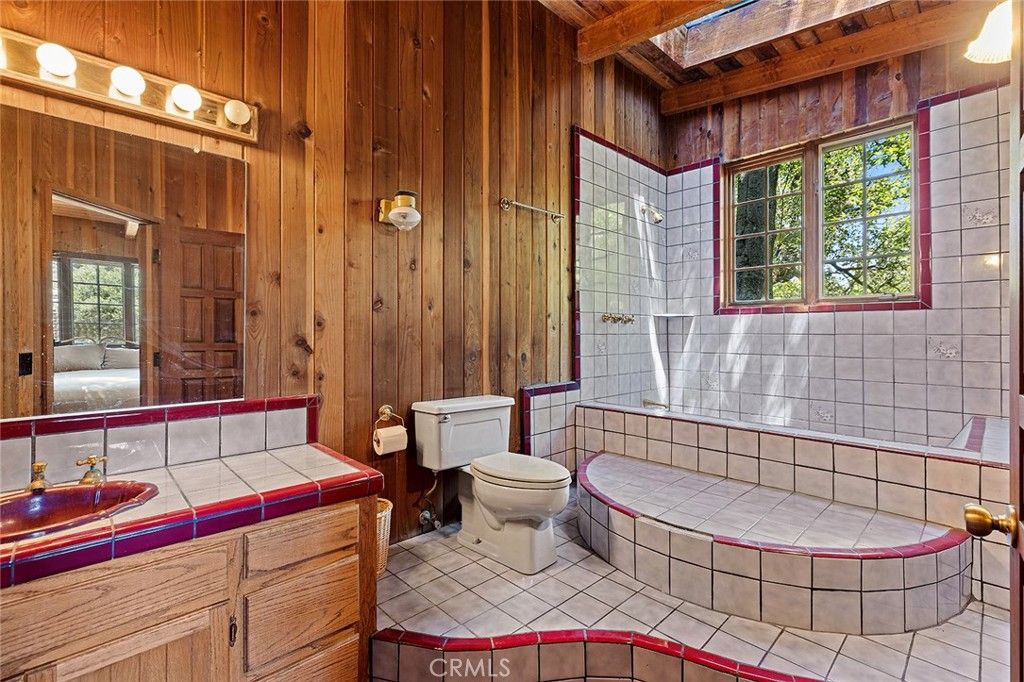 Bathroom, Interior, Tile Countertops, Wooden Walls