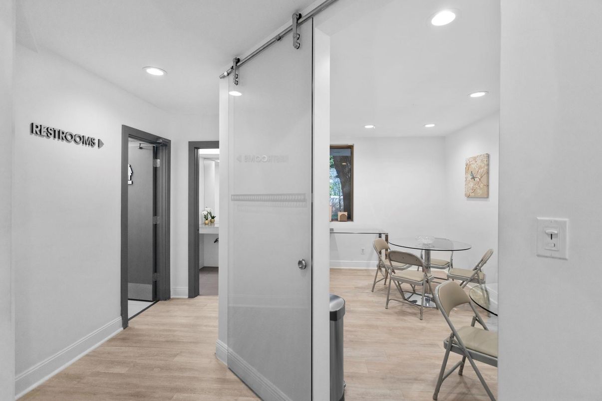 Dining room, Interior, Recessed Lighting, Wood Texture Flooring