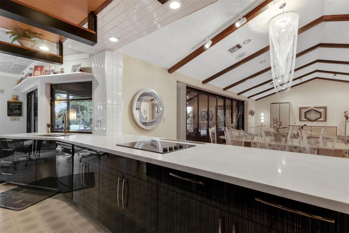 Interior, Kitchen, Recessed Lighting, Wooden Beams