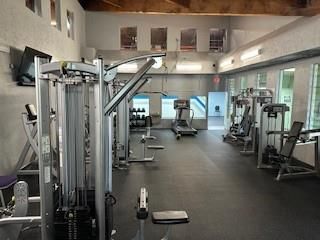 Fitness Equipment, Gym, Interior, Wooden Beams