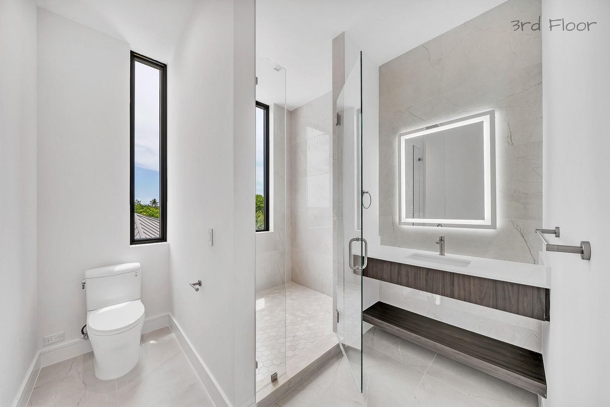 Bathroom, Glass Shower, Interior, Marble Walls