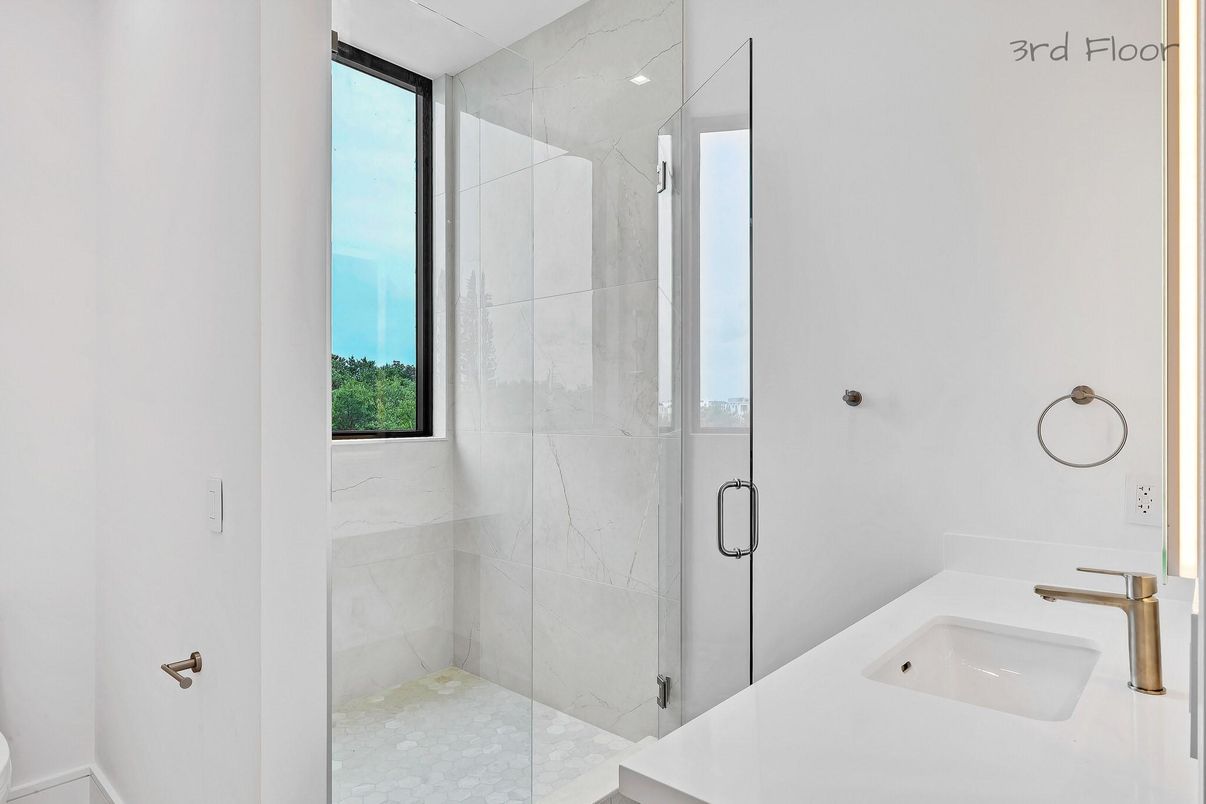 Bathroom, Glass Shower, Interior, Marble Walls