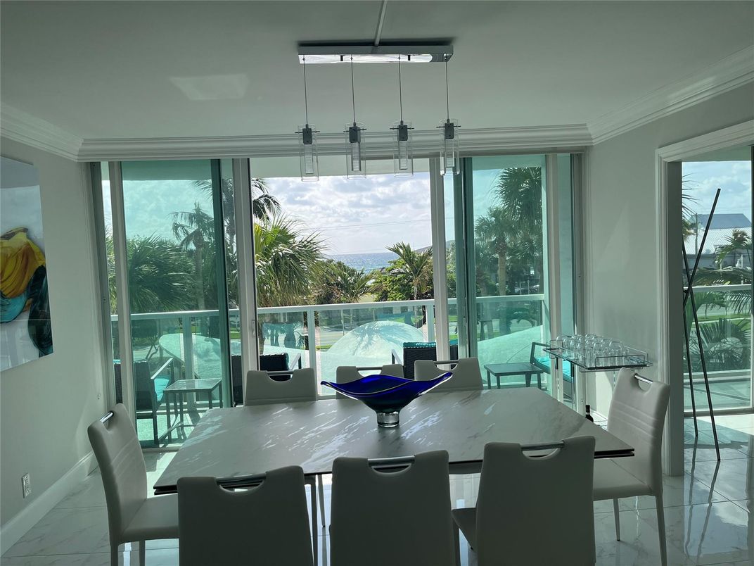 Dining room, Interior, Marble, Pendant Lights, Water