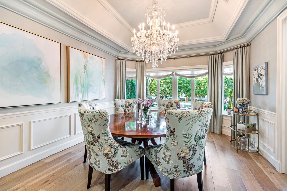 Chandelier, Dining room, Interior, Wood Texture Flooring