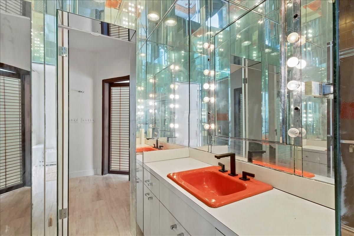 Bathroom, Glass Shower, Interior, Wood Texture Flooring