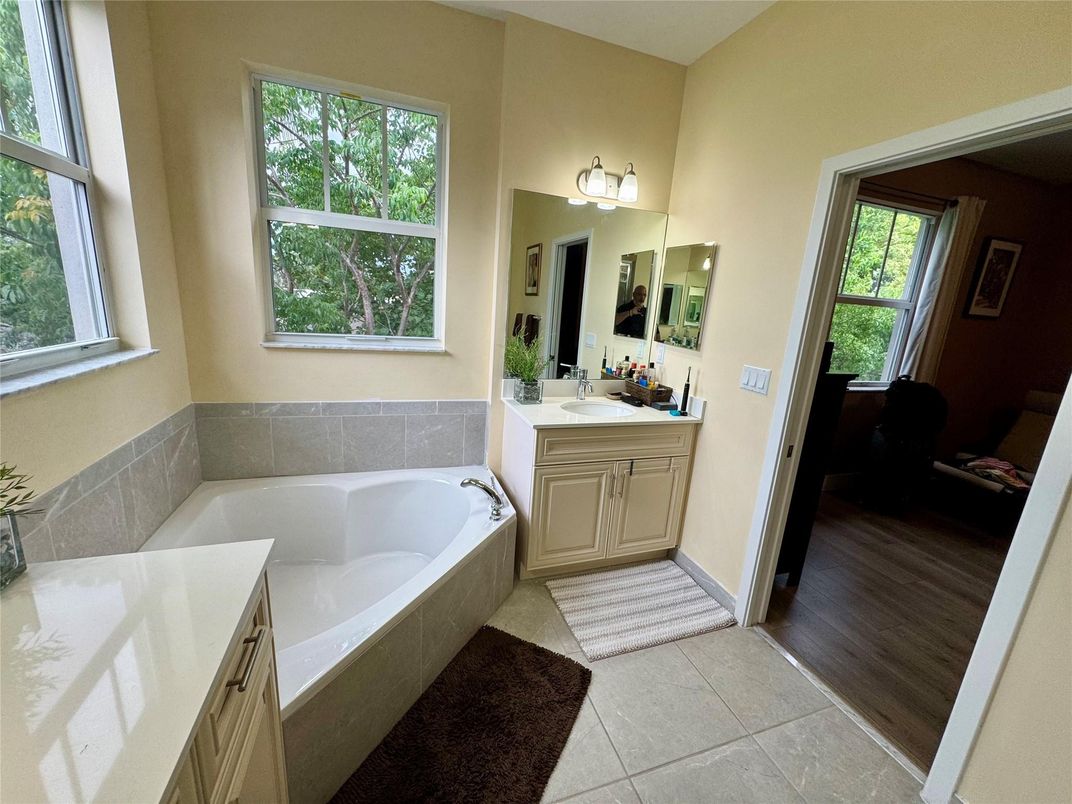 Bathroom, Dual Sink Vanities, Interior, Wood Texture Flooring