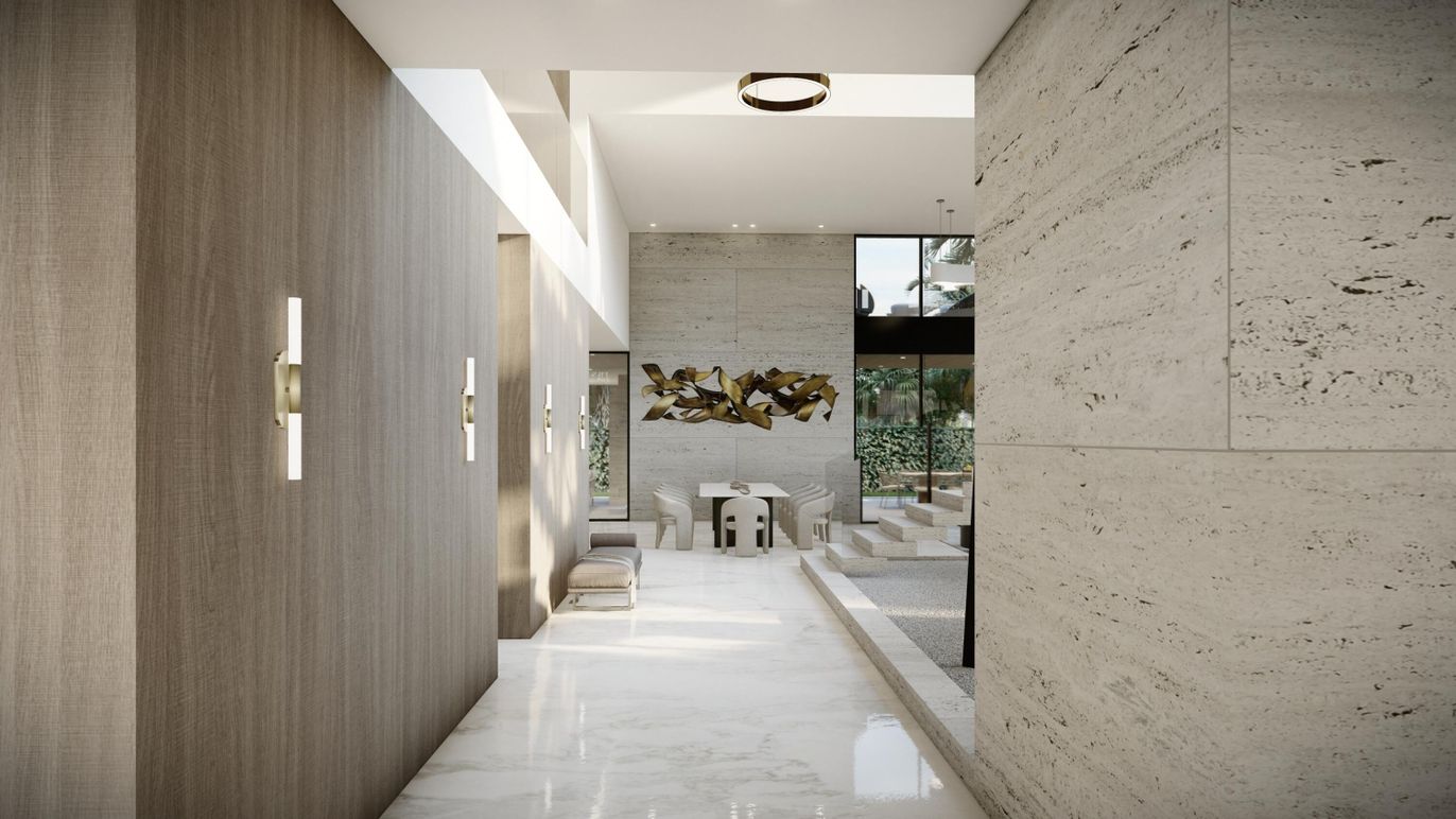 Interior, Marble, Recessed Lighting, Stone Walls