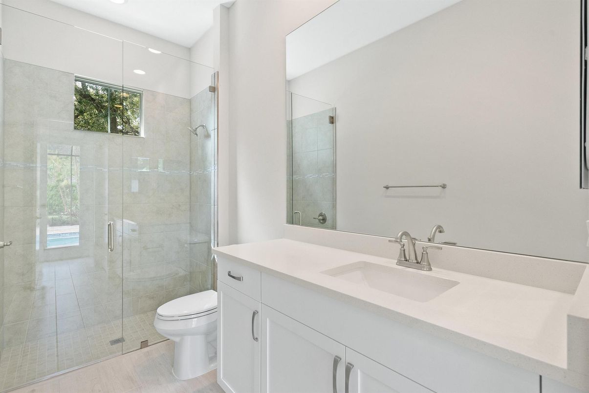 Bathroom, Glass Shower, Interior, Recessed Lighting