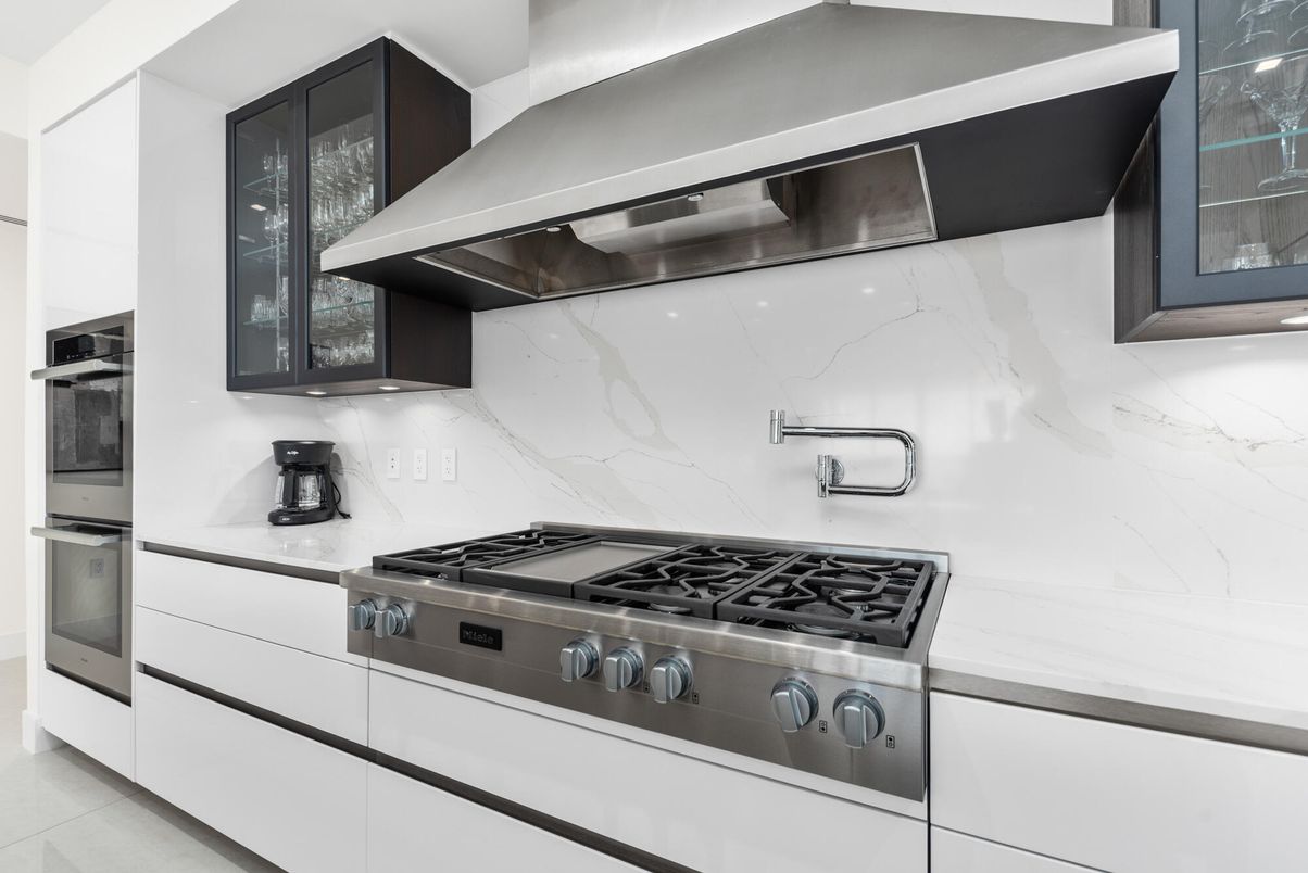 Interior, Kitchen, Marble Walls, Stainless Steel Appliances