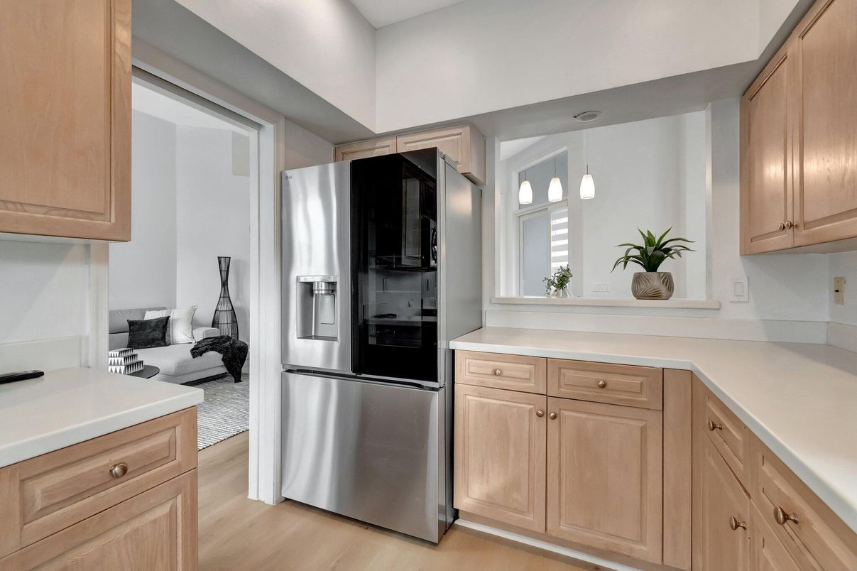 Interior, Kitchen, Pendant Lights, Stainless Steel Appliances, Wood Texture Flooring