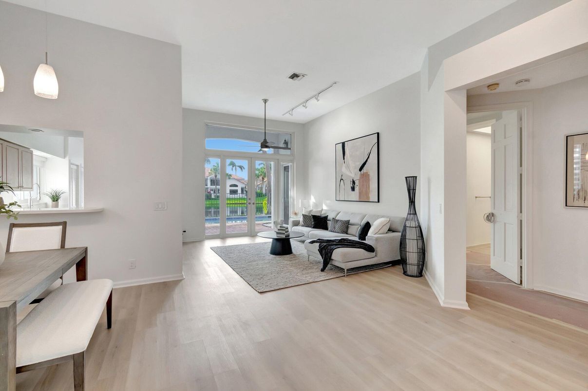 Interior, Living room, Pendant Lights, Wood Texture Flooring