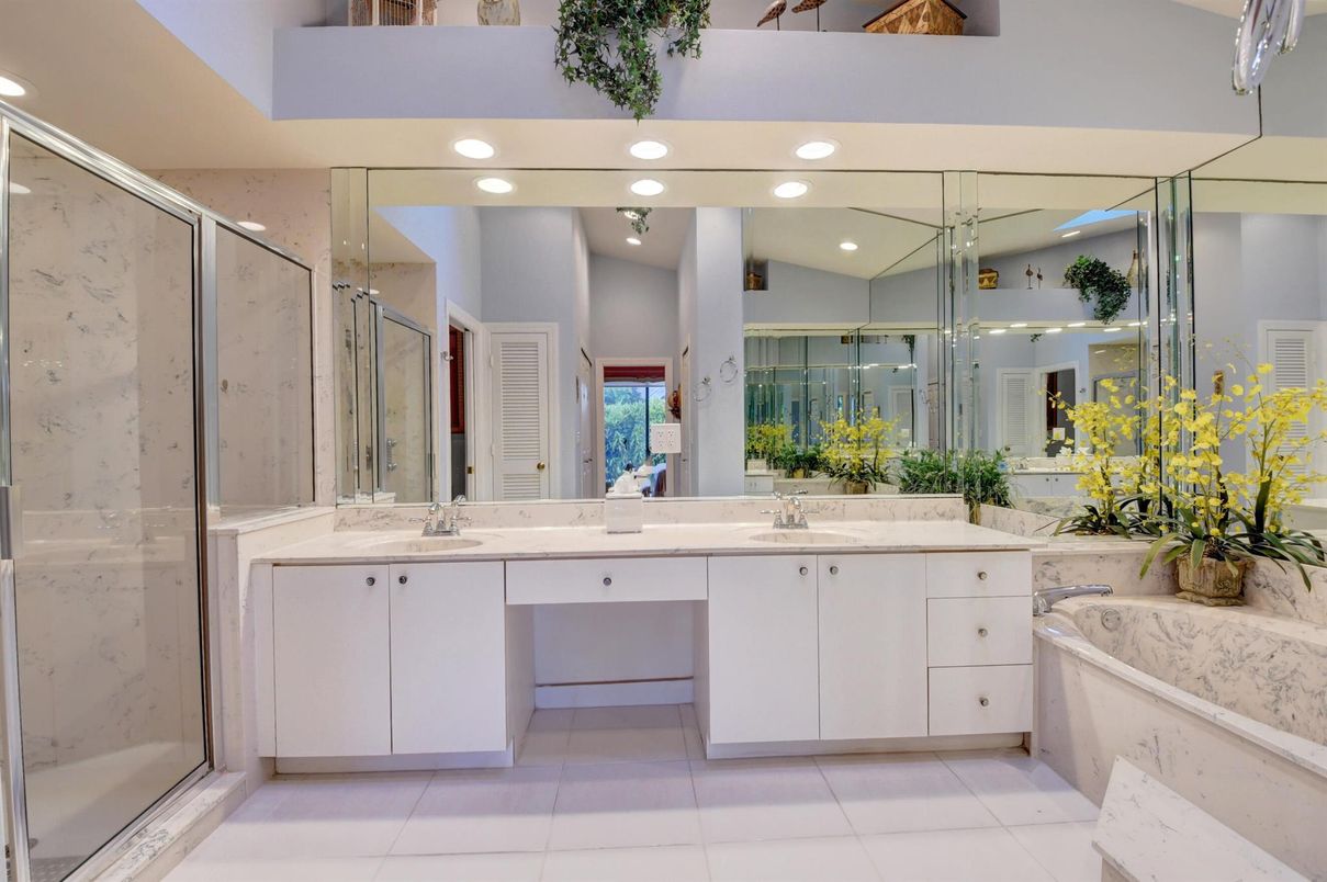 Bathroom, Dual Sink Vanities, Glass Shower, Interior, Recessed Lighting