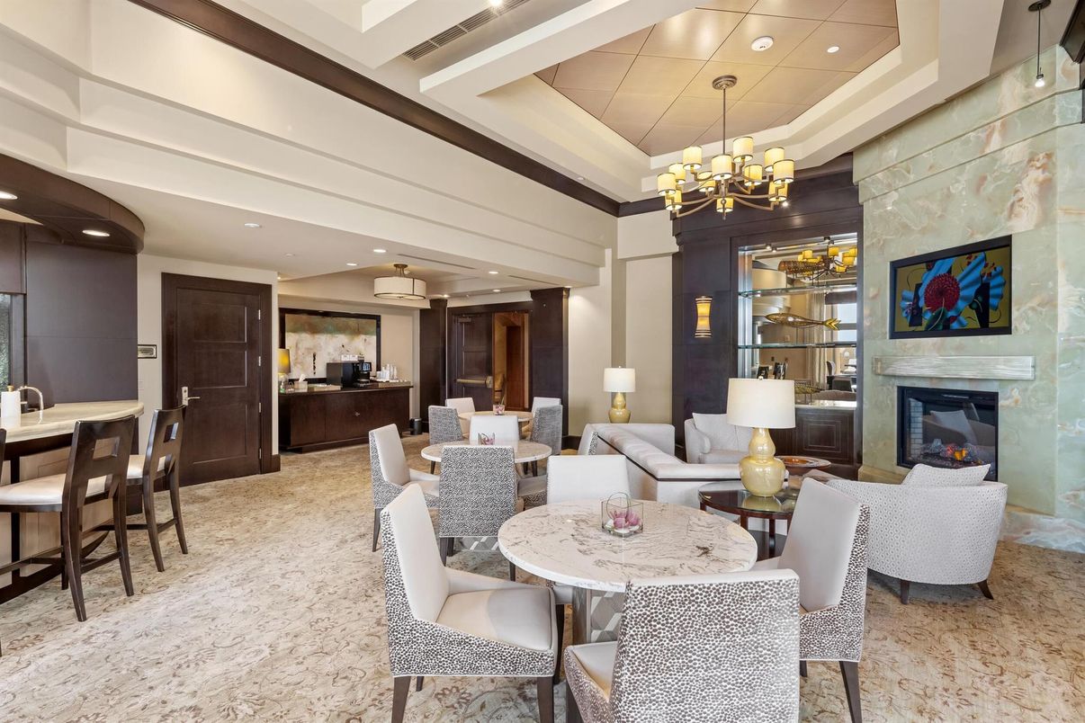 Chandelier, Dining room, Fireplace, Interior, Living room, Pendant Lights, Recessed Lighting