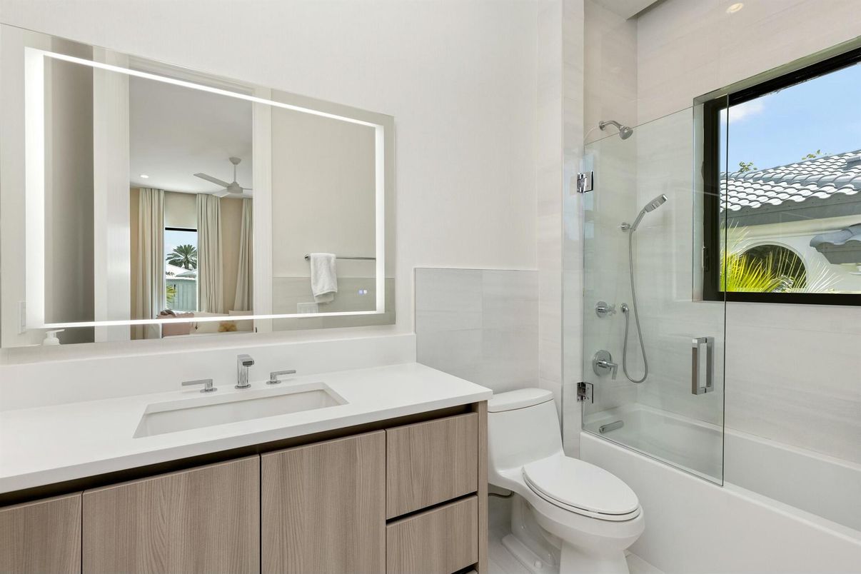 Bathroom, Glass Shower, Interior, Recessed Lighting