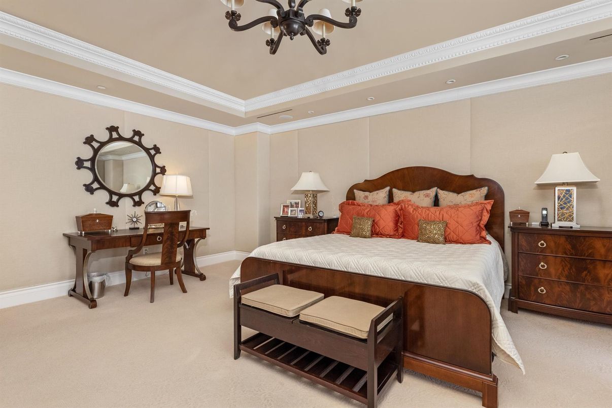 Bedroom, Chandelier, Home Office, Interior, Recessed Lighting