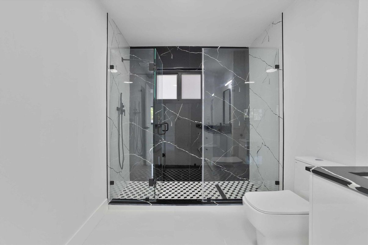 Bathroom, Glass Shower, Interior, Marble Walls
