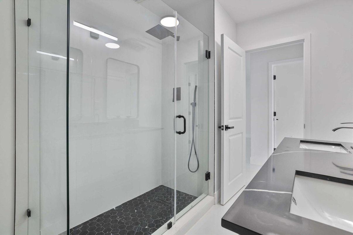 Bathroom, Glass Shower, Interior, Recessed Lighting