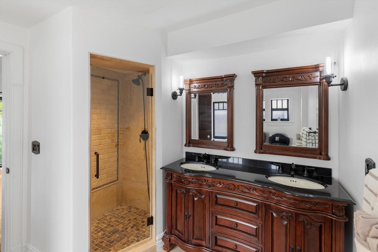 Bathroom, Dual Sink Vanities, Glass Shower, Interior