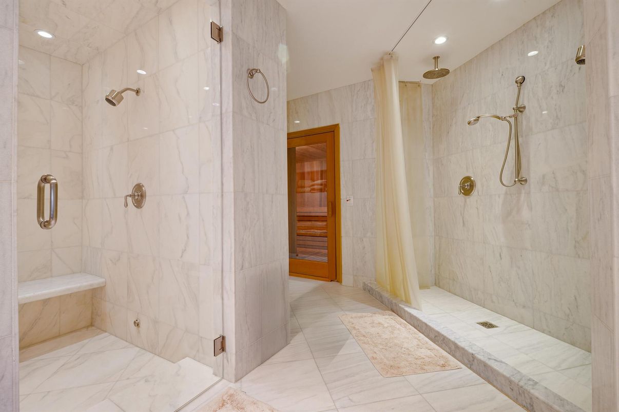 Bathroom, Interior, Marble, Marble Walls, Recessed Lighting