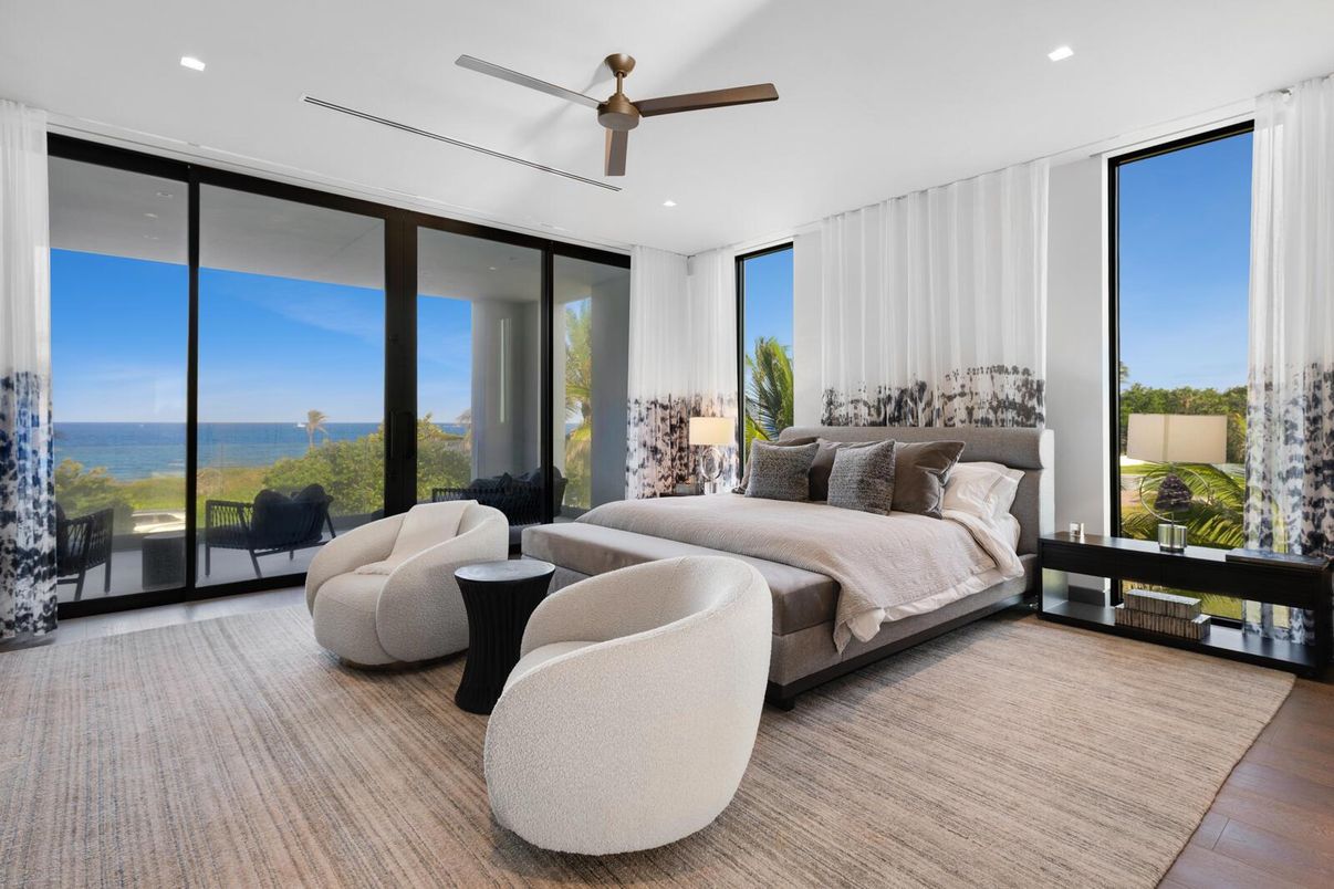 Bedroom, Interior, Recessed Lighting, Water, Wood Texture Flooring