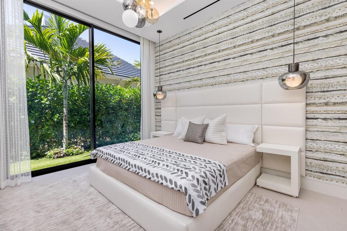 Bedroom, Interior, Pendant Lights, Wooden Walls