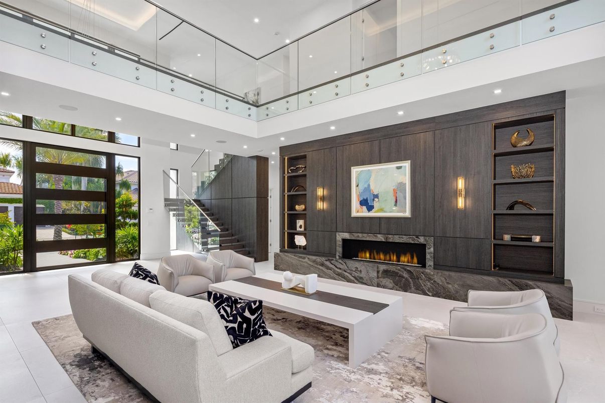 Fireplace, Interior, Living room, Recessed Lighting