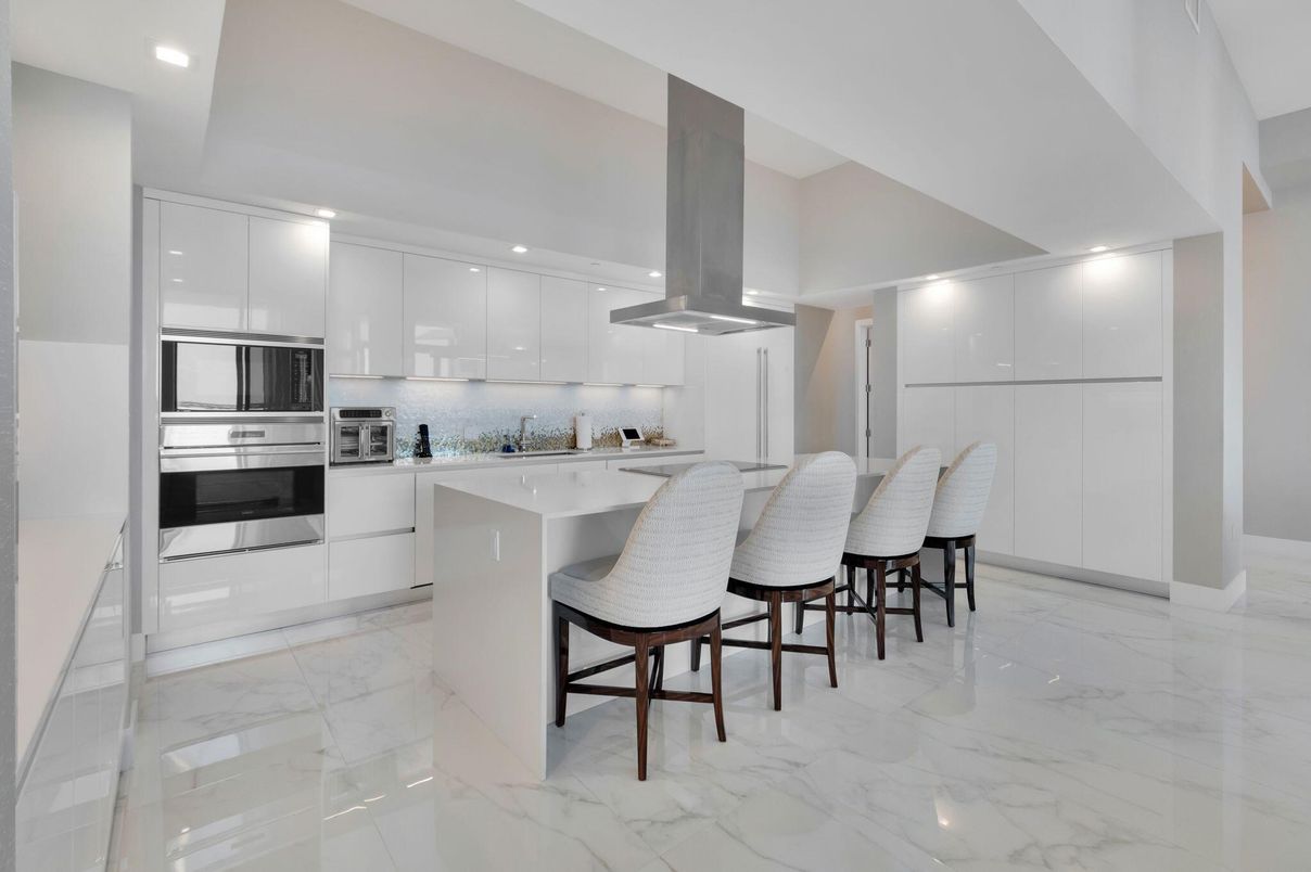 Interior, Kitchen, Marble, Recessed Lighting, Stainless Steel Appliances