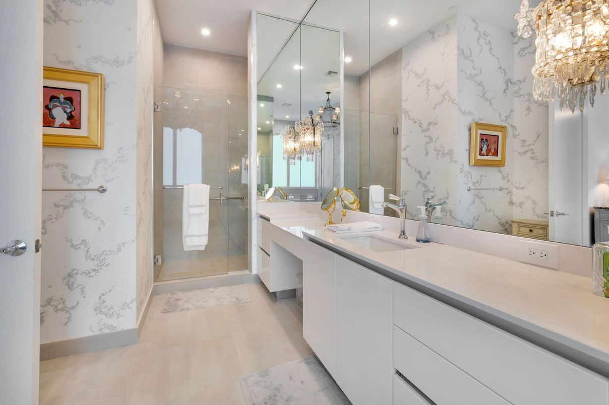 Bathroom, Chandelier, Interior, Recessed Lighting