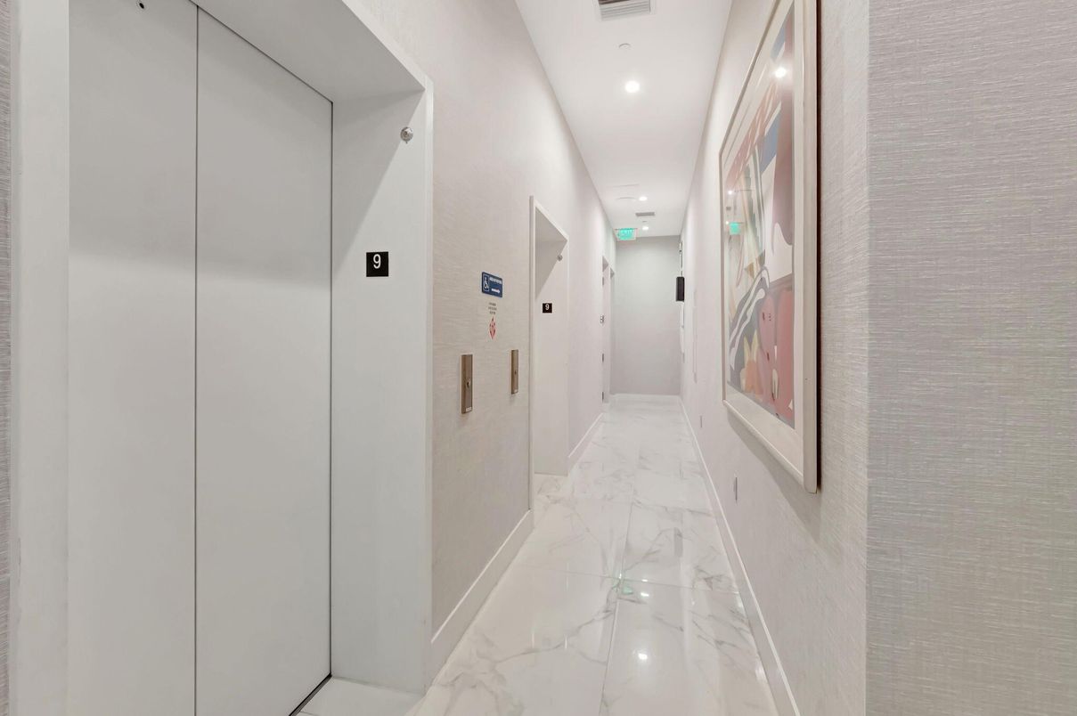 Elevator, Interior, Marble, Recessed Lighting