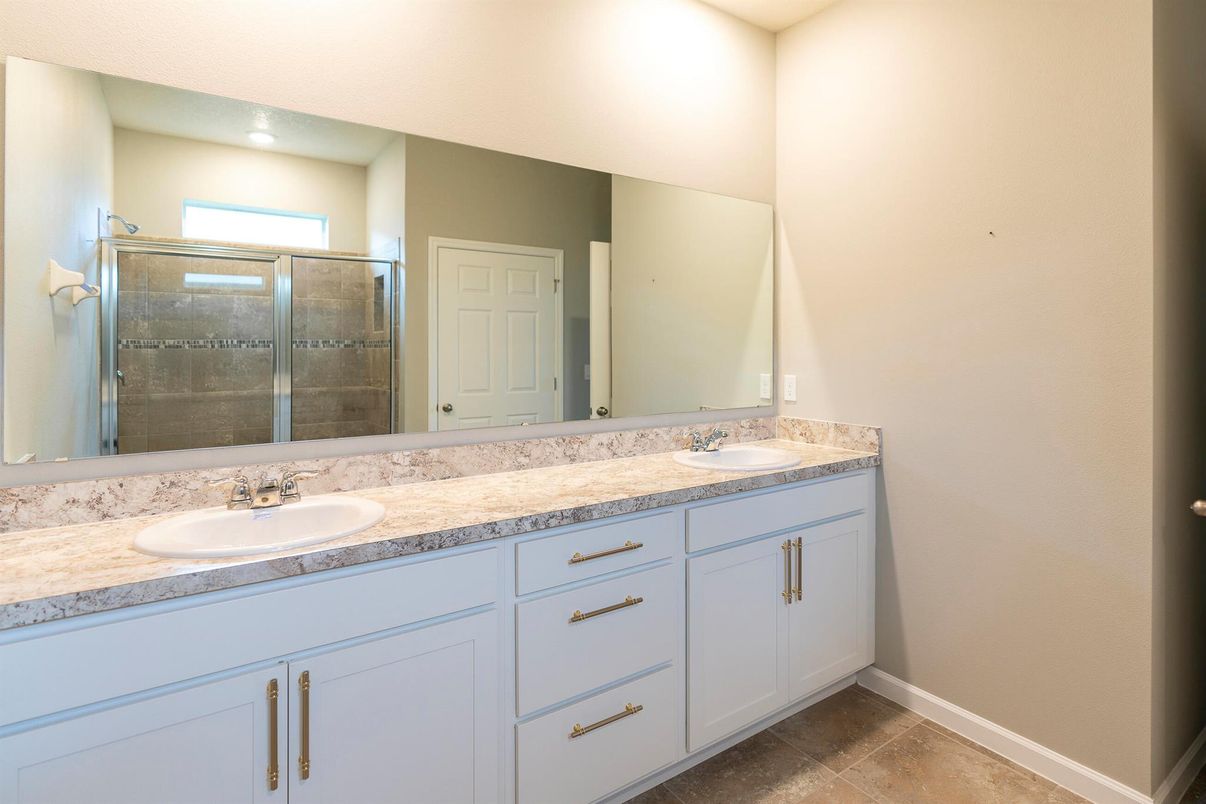 Bathroom, Dual Sink Vanities, Glass Shower, Interior, Recessed Lighting