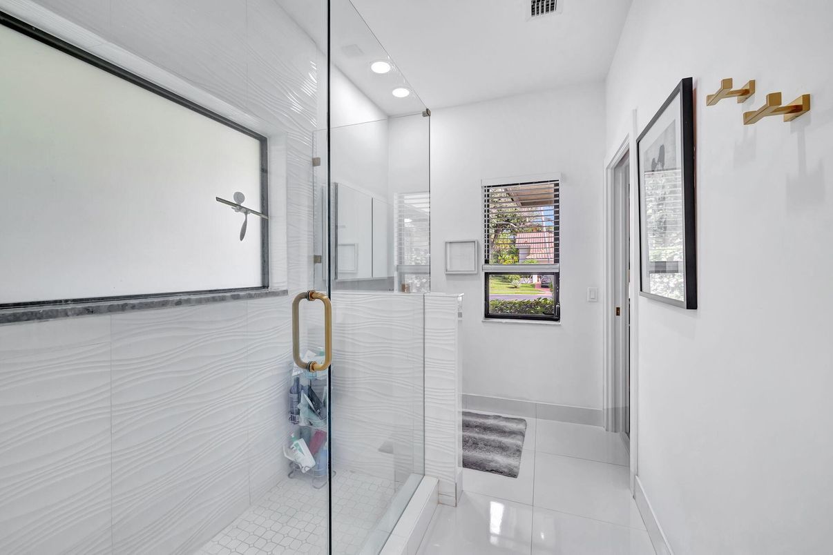 Bathroom, Glass Shower, Interior, Recessed Lighting