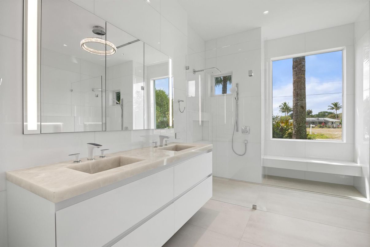 Bathroom, Glass Shower, Interior, Recessed Lighting