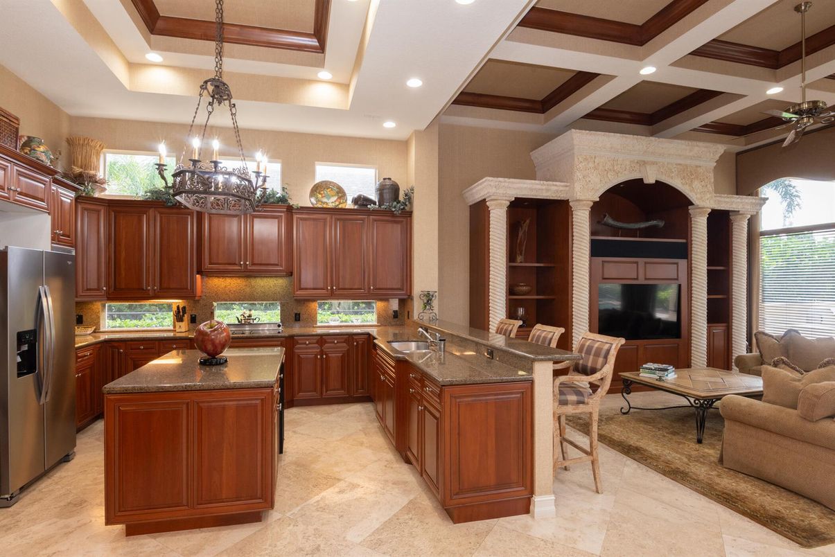 Chandelier, Interior, Kitchen, Pendant Lights, Recessed Lighting, Stainless Steel Appliances