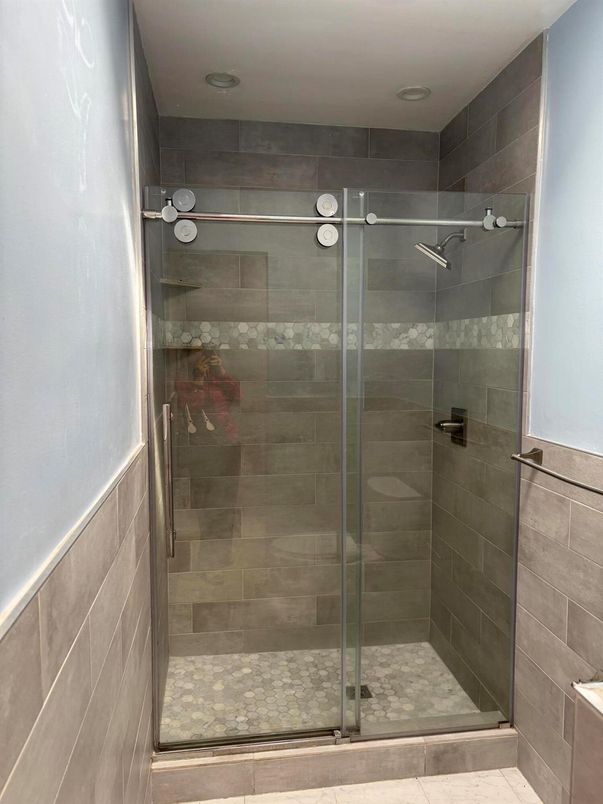 Bathroom, Glass Shower, Interior, Recessed Lighting