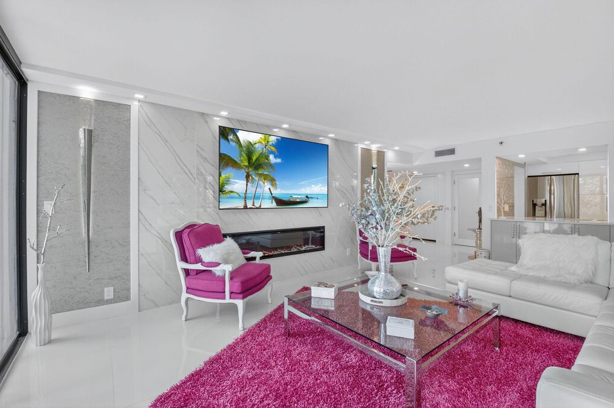 Fireplace, Interior, Living room, Marble Walls, Recessed Lighting