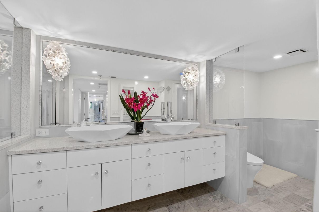 Bathroom, Dual Sink Vanities, Glass Shower, Interior, Recessed Lighting